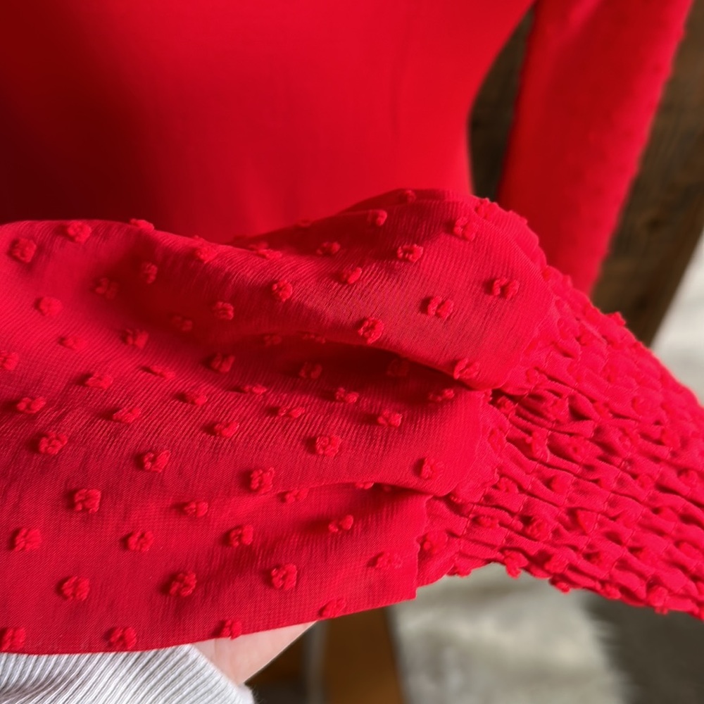 Red Ruffled Long Sleeve Bodysuit - Picture 4 of 7